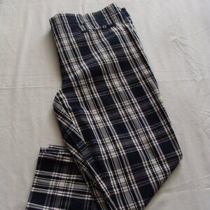 ANN TAYLOR Blue-Black & White PLAID Crop Capri Pants Sz 12P